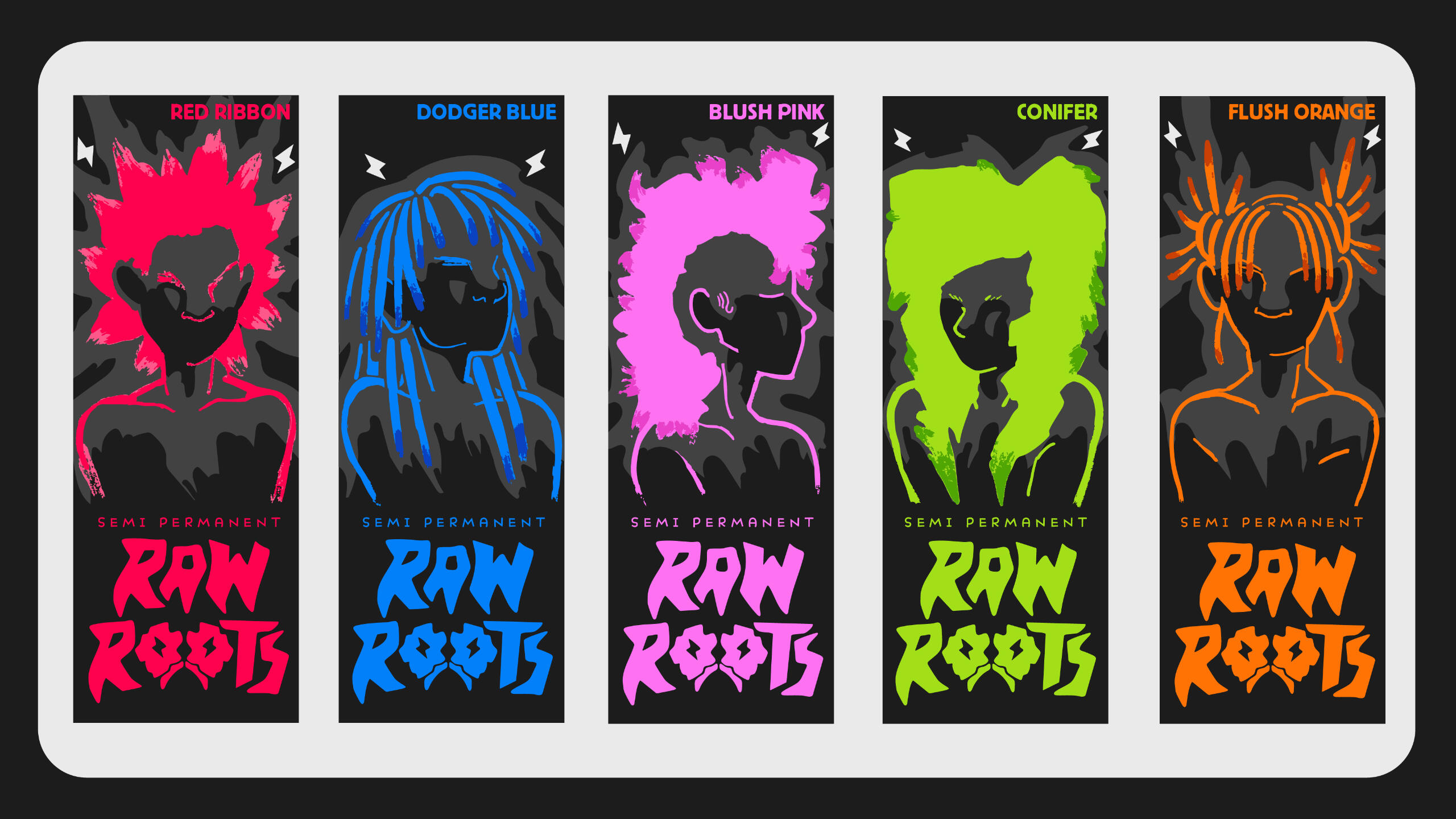 Branding concept for a Black-owned alternative hair dye brand, Raw Roots (Sep 2025)