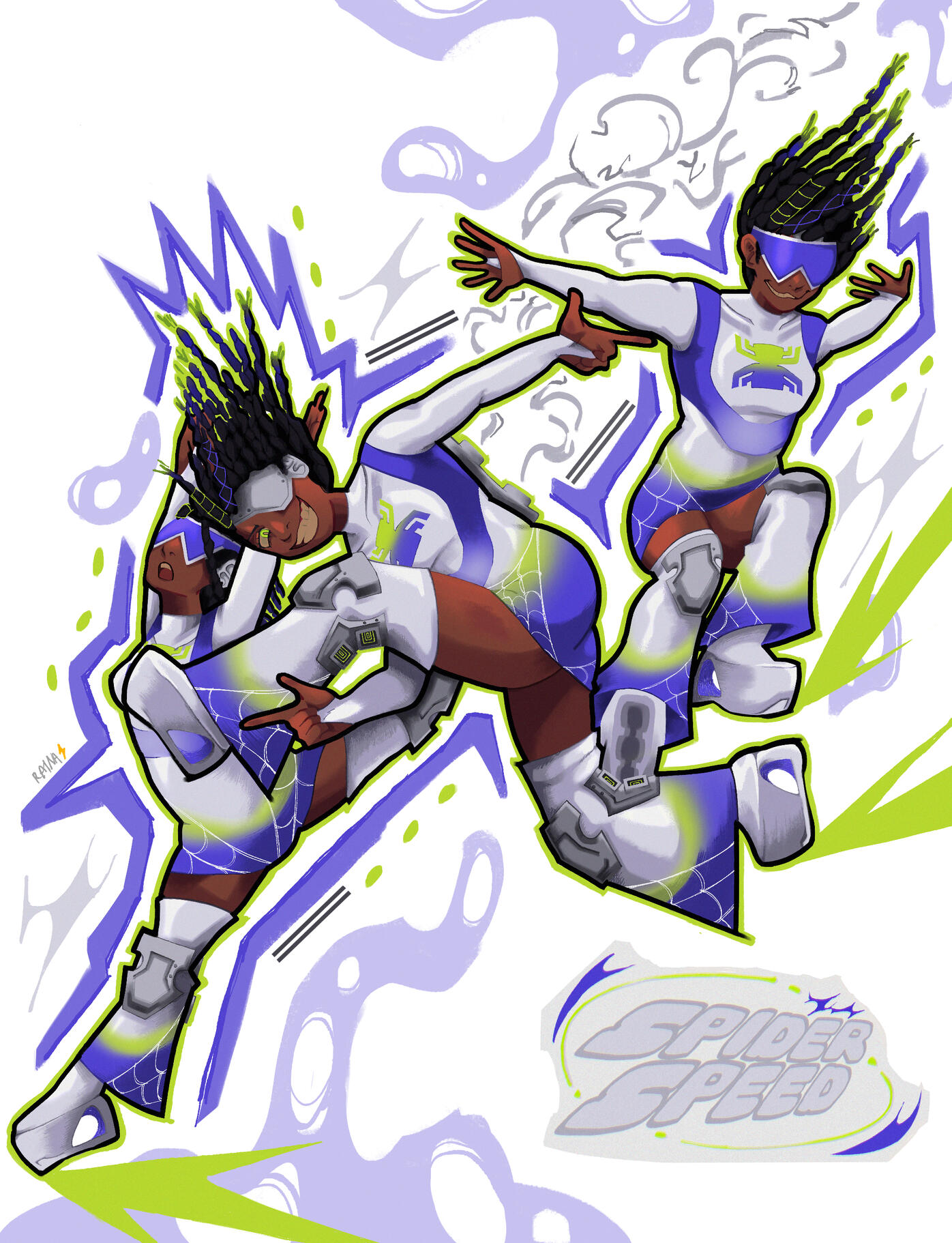 Illustration of original character Spider Speed (Sep 2025)