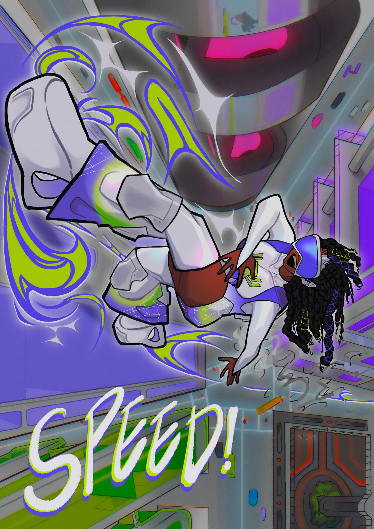 Illustration of original character Spider Speed for the "Welcome to the Spider-Verse" zine (Oct 2023)