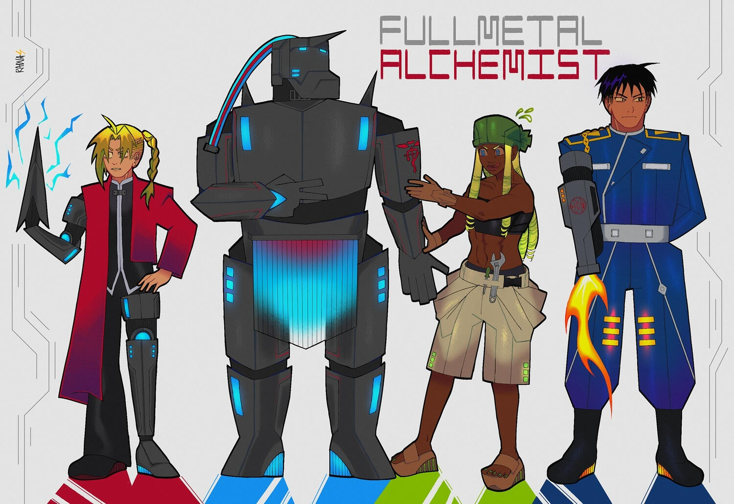 Futuristic fan redesigns of the main cast of "Fullmetal Alchemist" (Jun 2024)