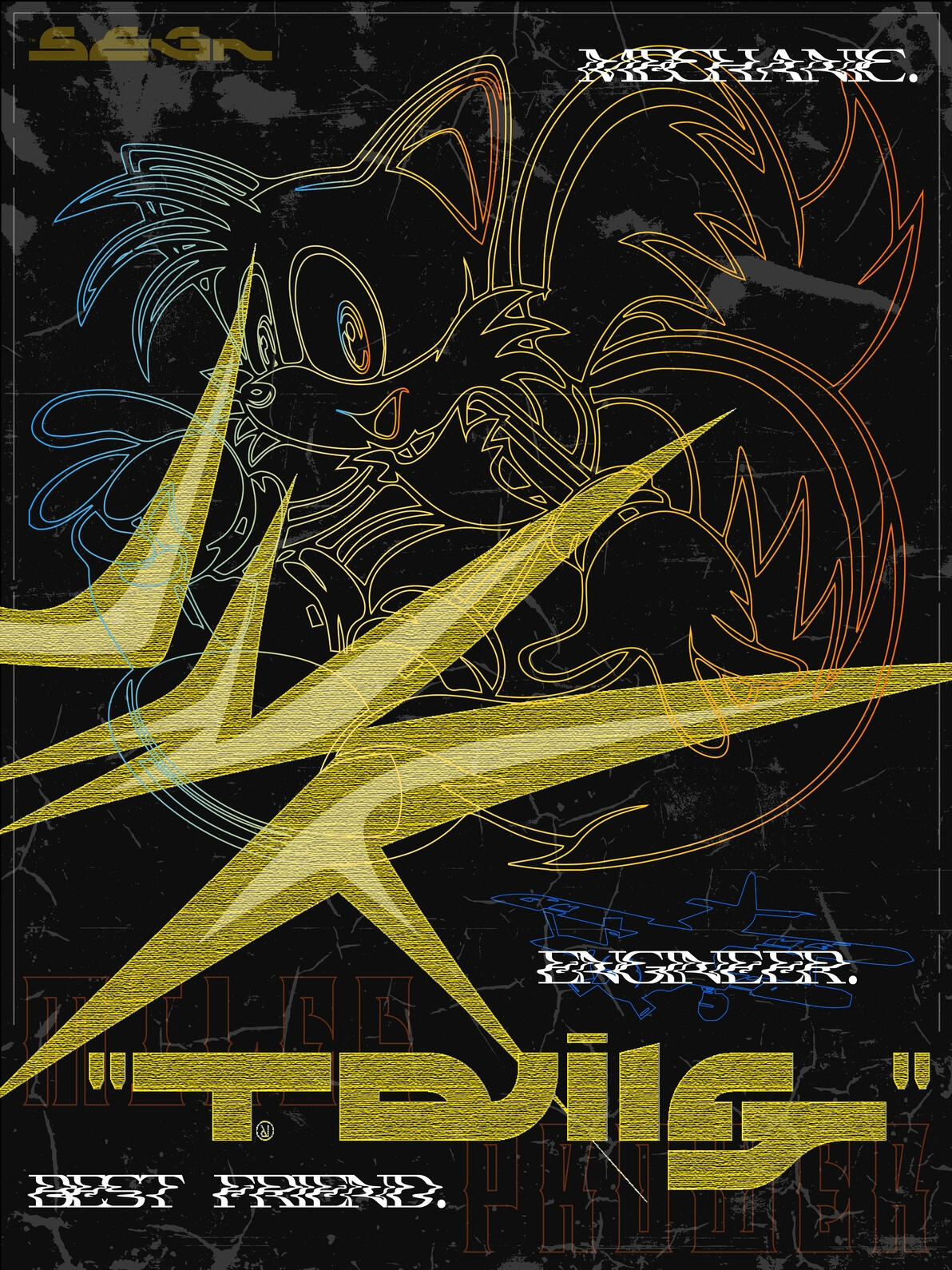 Brutalist/futuristic poster designs of Team Sonic, a personal project (Jan 2025)