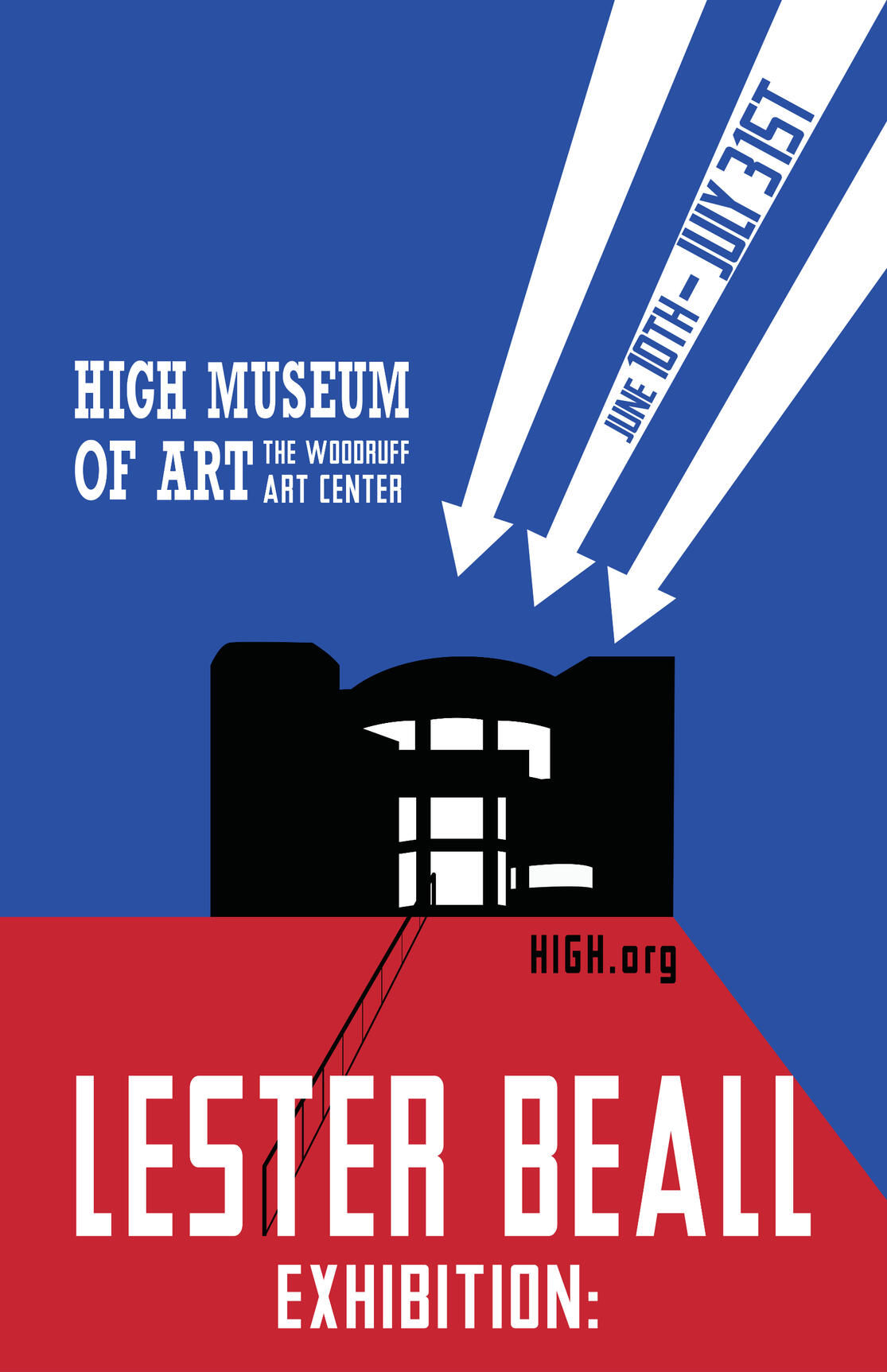 Lester Beall-inspired promotional poster for an exhibit at the High Museum of Art, a class project (2023)