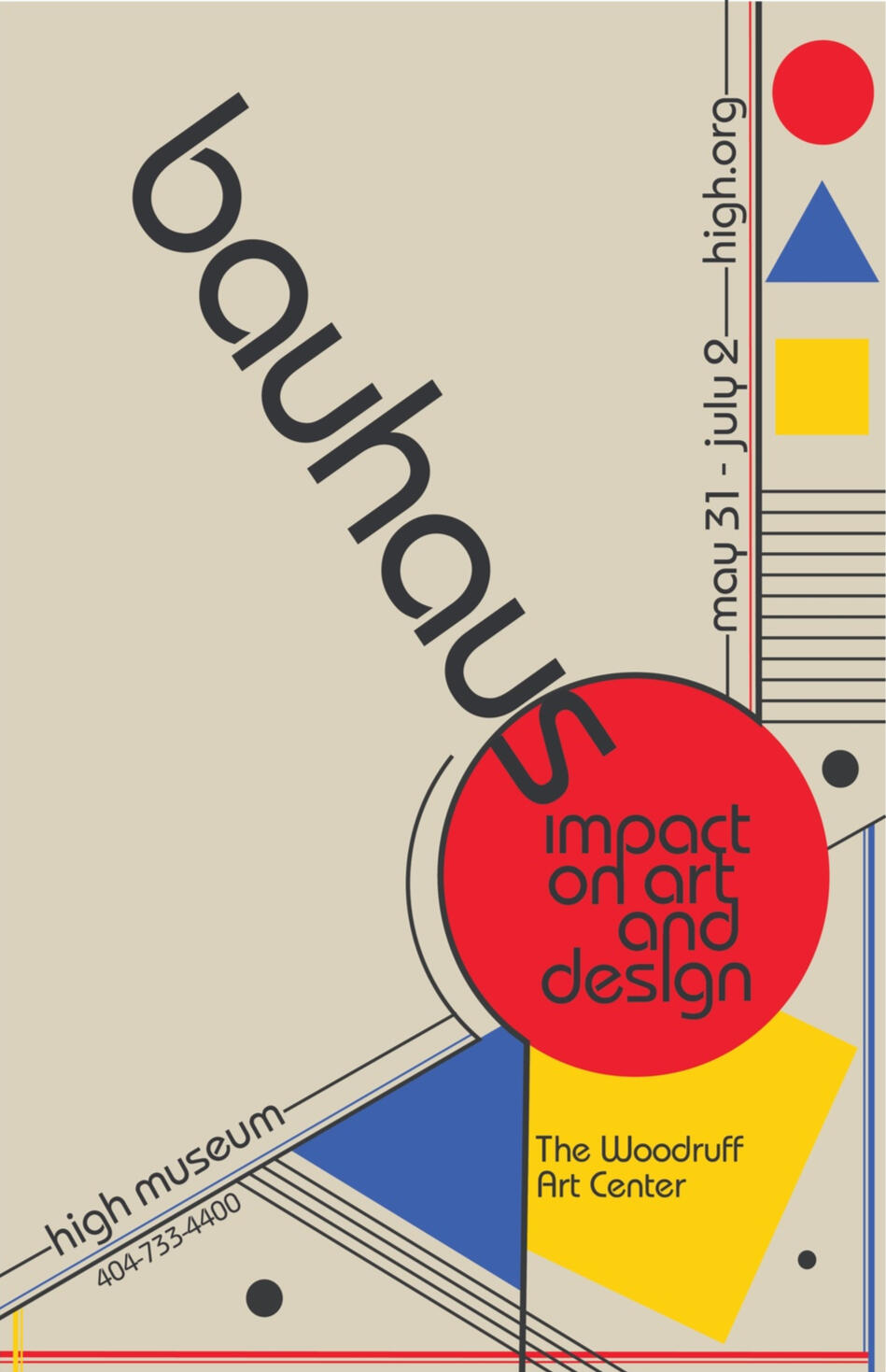 Bauhaus-inspired promotional poster for an exhibit at the High Museum of Art in Atlanta, a class project (2023)
