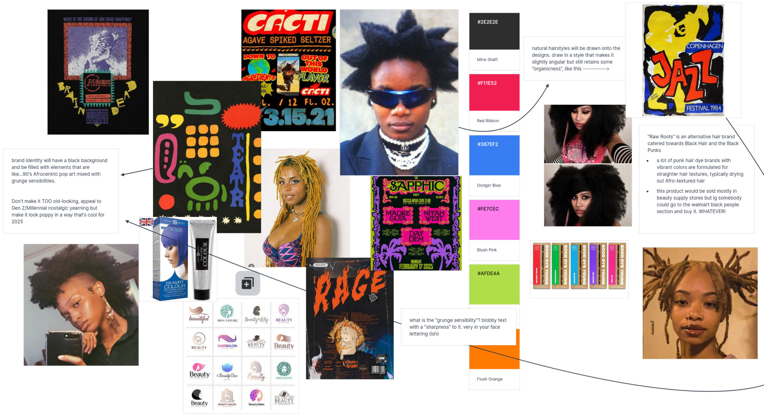 Branding concept for a Black-owned alternative hair dye brand, Raw Roots (Sep 2025)