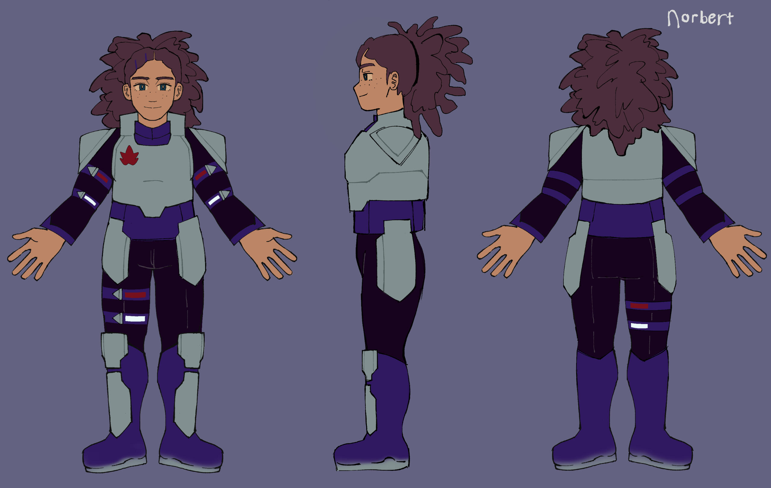 Turnaround sheet for Norbert, one of the three main characters of Beyond the Fatherland (Apr 2025)